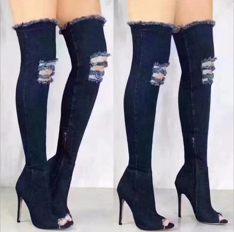 New Boots Women Thigh High Boots Winter Women Boots High Heels Women Shoes Tassel Jean Boot Ladies Shoes Good Service zo0