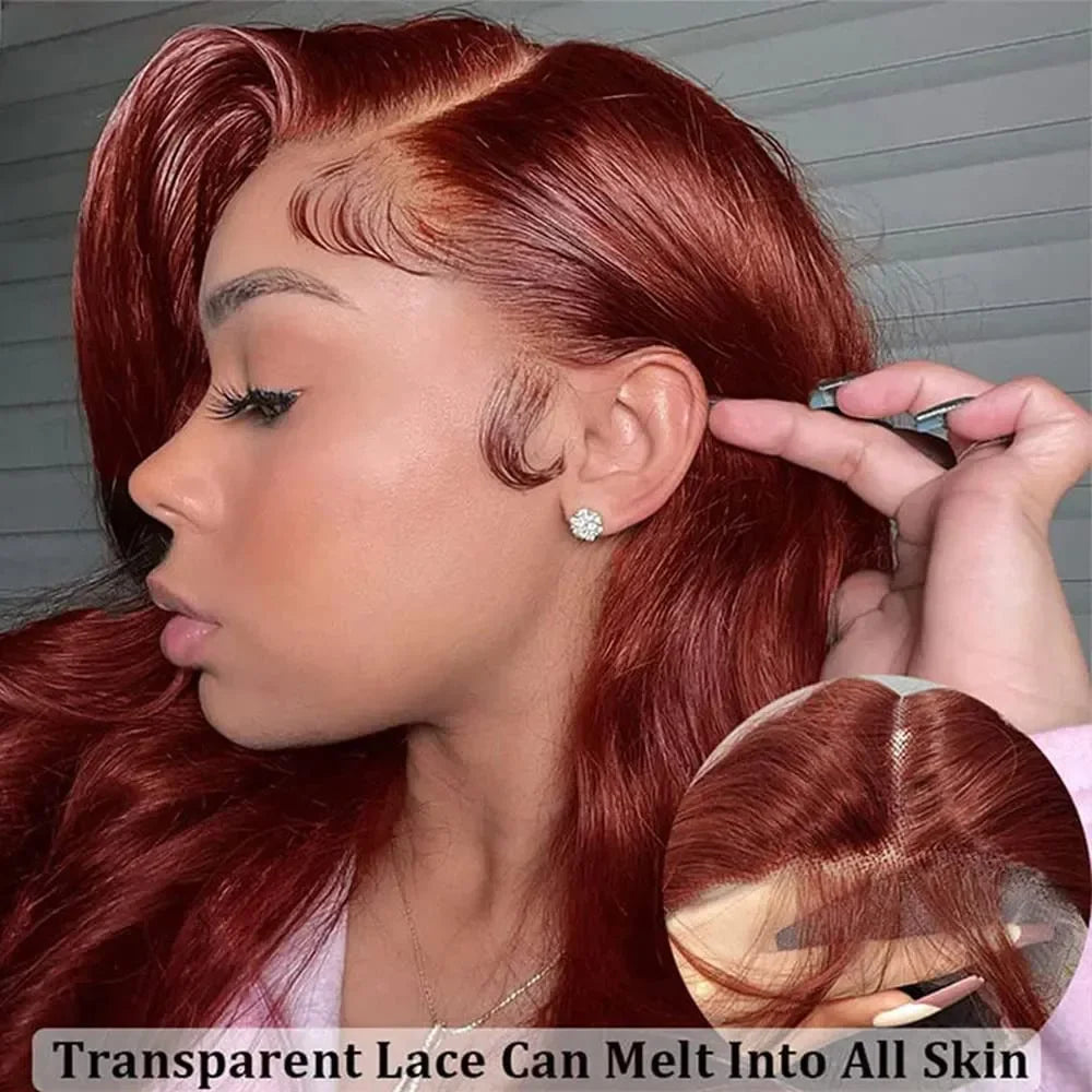 13x4 Reddish Brown Body Wave Lace Frontal Human Hair Wig 13x6 Hd Lace Frontal Wigs Human Hair Wigs Pre Plucked 4x4 Closure Wig